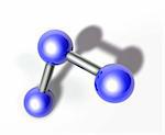 Molecule model molecular atomic structure illustration, glossy chrome