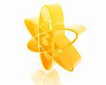 Atomic nuclear symbol illustration glossy metal style isolated