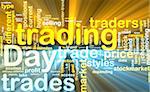 Word cloud tags concept illustration of day trading glowing light effect