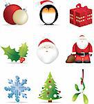 christmas set of detailed icon vector illustrations