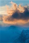 Brewing winter storm in Norwegian mountains