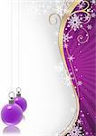 Winter floral and violet christmas balls - background illustration and vector