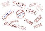 Set of rubber business stamps. Available in jpeg and eps8 formats.