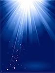 Blue light burst with sparkling stars and space for your message. 1 linear gradient, 7 global colors for easy change of color scheme. Artwork grouped and layered.