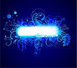 Illustration vectorielle de funky Grunge futuriste fond bleu avec brillant cadre décoratif floral