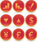 red financial web icons set