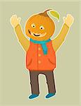 Vector stylish and cute happy smiling hallowen boy in pumkin