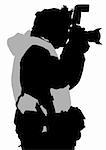 Vector image of the photographer with camera in hand. Silhouette on white background