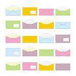 fully editable vector isolated colored envelopes ready to use