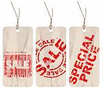 Set of  crumpled paper tags for sale, discount