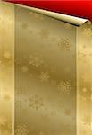 Christmas card with golden paper on red background