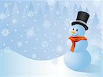 Christmas background with a snowman. Vector.