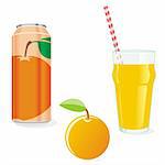 Fullye Ditable Vektor-Illustration isoliert Saft Glas und Obst