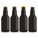 fully editable vector isolated bottles of different types of beer