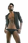 African american male model underwear at studio