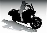 Vector drawing girls on motorcycle