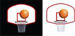Detailed illustration of a basketball hoop and ball