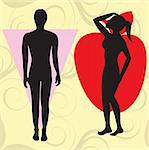 Vector Illustration of female body shape apple also known as cone. Shape with wider upper body and narrow hips.
