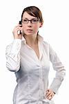 Young beautiful Business Woman holding Cell Phone