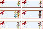 Set of 6 Christmas gift tags - children.