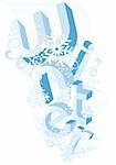 winter, abstract background with 3D letters, vector