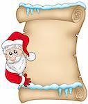 Winter parchment with Santa Claus 1 - color illustration.