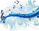 floral music theme for design use. Vector illustration.