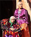 Two Navajo Wise Elderly Women Outdoors in Bright Sun