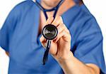 Close-up of a stethoscope hold by a doctor