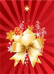 Christmas background with decorations and bow / vector