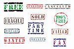 Collection of vector stamps with text. Vector illustration
