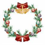 Christmas wreath isolated on white background. Vector illustration.