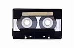 Black-transparent Compact Cassette isolated on white