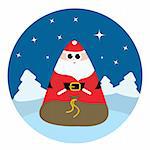 Abstract Santa Claus with bag. Vector illustration.