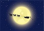Santa's sleigh in the sky. Vector illustration.