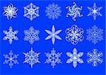 Vector picture of white snowflakes on a blue background