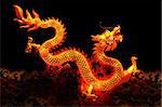 Chinese dragon lantern over black background