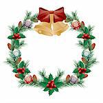 Christmas wreath isolated on white background.