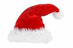 isolated classic red and white cap of santa claus