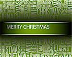 Abstract Christmas card - silver season words on green