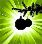 Vector silhouette of a Christmas tree with bulbs