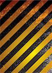 Grunge warning background with orange and black stripes