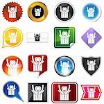 A set of 16 icon buttons in different shapes and colors - massage.