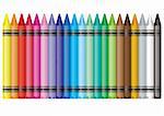 Collection of crayons in the colours of the rainbow