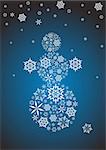 Stylized snowman made from white snowflakes