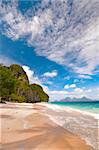 A gorgeous white sand beach El-Nido Beach. Palawan Islands, Phillipines