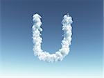 clouds forms the uppercase letter U in the sky - 3d illustration