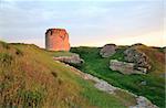 Summer sunset view of ancient  Crimean fortress (near Sevastopol Town, Crimea, Ukraine). Composite photo with considerable depth of sharpness.