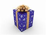 Blue gift box (orange stripe with stars on blue packaging paper)