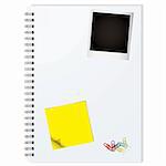 Business writing pad with instant photograph and paper clips